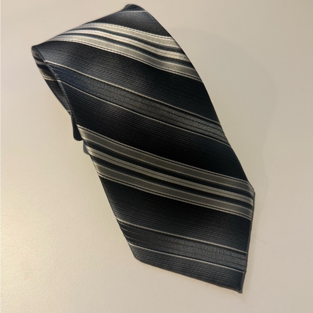 Pierre Cardin Charcoal and Silver Striped Tie